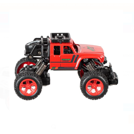 Vehicul Off Road de jucarie, Rosu cu amortizor, Autotropulsat, 11x7x6 cm, 3 ani +
