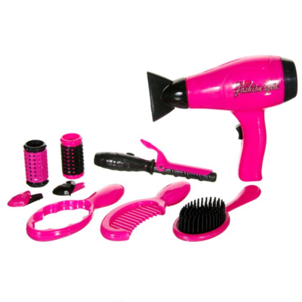 Set de joaca Coafor, uscator de par si accesorii Roz, 9 piese, 3 ani+