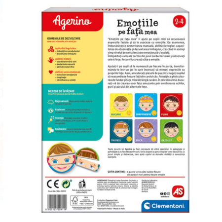 Joc educativ - Expresiile pe fata mea, emotii Agerino, 2 ani+