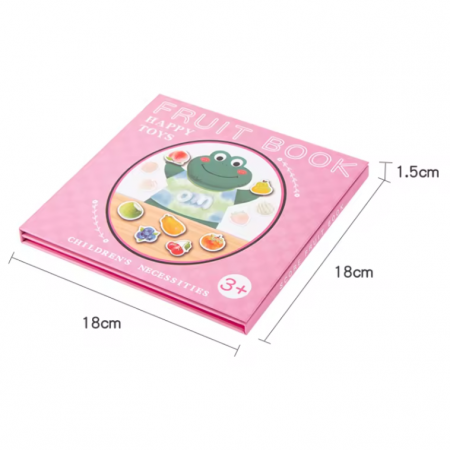 Carte magnetica cu 27 Fructe, Puzzle din 2 piese, 18x18 cm, 3 ani +