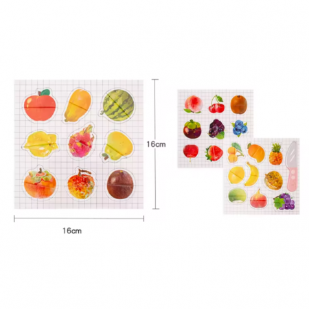 Carte magnetica cu 27 Fructe, Puzzle din 2 piese, 18x18 cm, 3 ani +