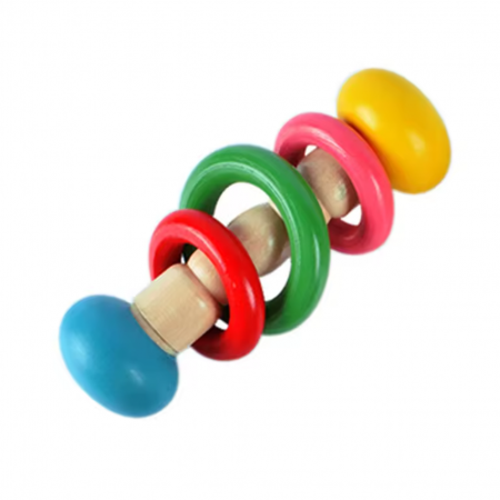 Set 4 Jucarii Zornaitoare Multicolore Bebelusi din lemn