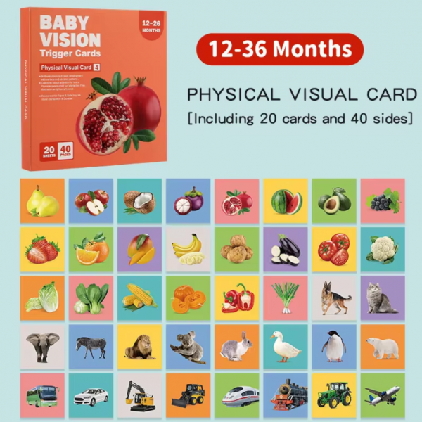 Set 20 Carduri stimulare vizuala Bebelusi, 12-36 luni