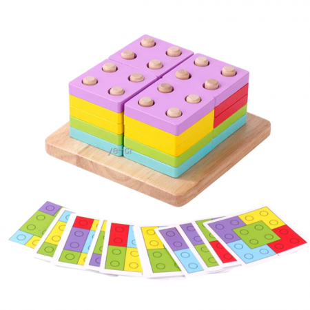 Joc de potrivire, sortare forme, 20 carduri de activitati 13x13x7cm, 3 ani +