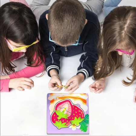 Puzzle Fructe 6 in 1, 24 piese mari si groase, 3 ani +