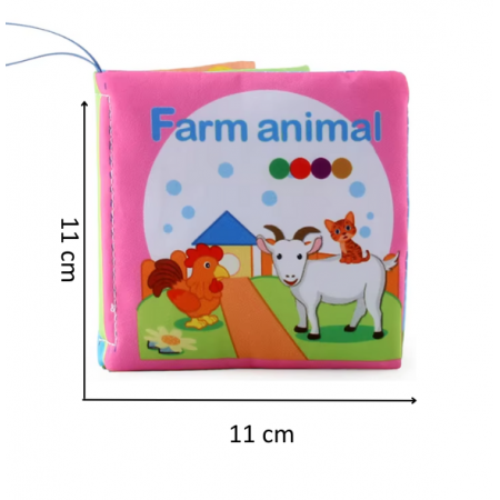 Carte senzoriala, textila bebelusi, Animale ferma, 0 luni +