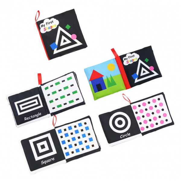 Carte senzoriala, educativa bebelusi, Primele forme, 0 luni +