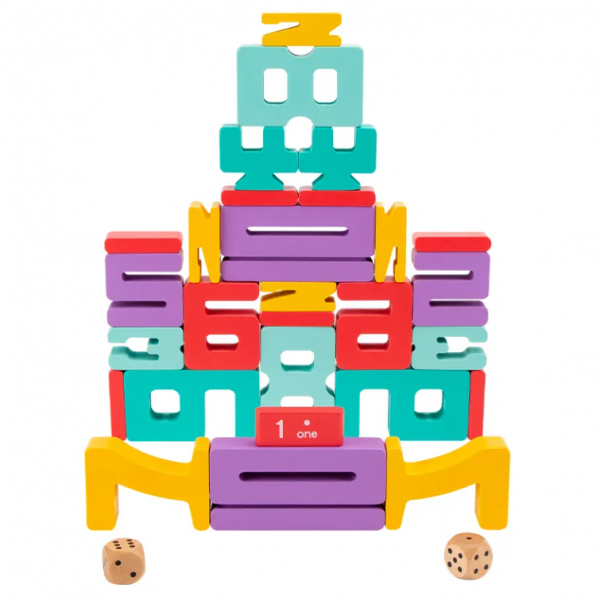 Set de constructie, Numere 3D color din lemn, 3 ani +