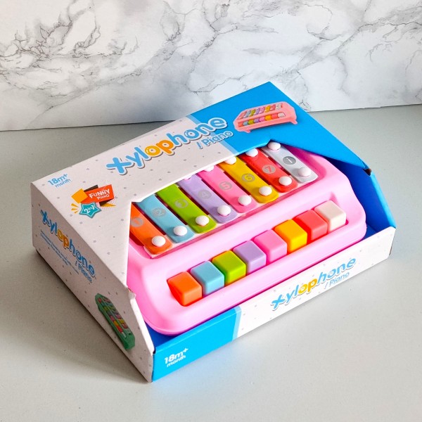 Jucarie muzicala 2 in 1, Pian si Xilofon, Roz, bebelusi, 18 luni +