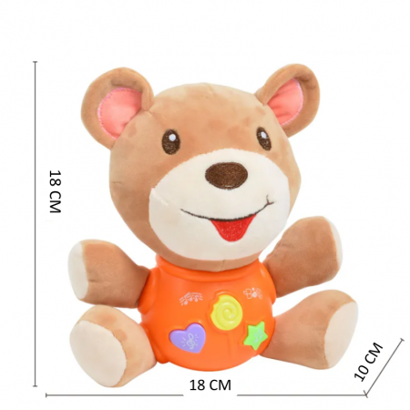 Ursulet interactiv de plus cu muzica si lumini, Bebelusi, 18 luni +