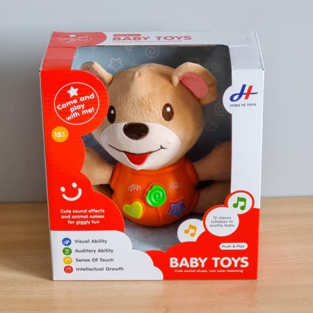 Ursulet interactiv de plus cu muzica si lumini, Bebelusi, 18 luni +