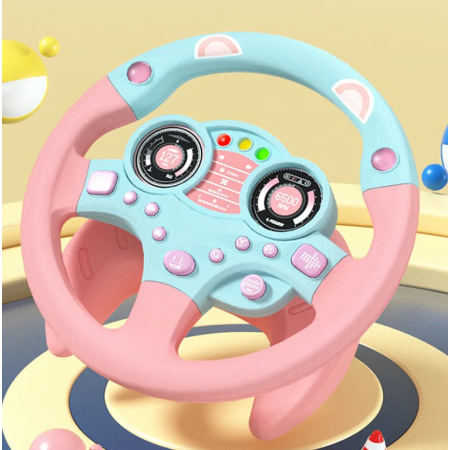 Volanul Magic, Interactiv, Educativ si Durabil cu Sunete si Lumini, Rotire 360 grade, Roz si albastru + LIVRARE GRATUITA