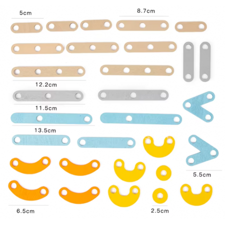 Joc Geoboard din lemn – litere, cifre, forme, carduri de activitati, 30 piese, 3 ani +