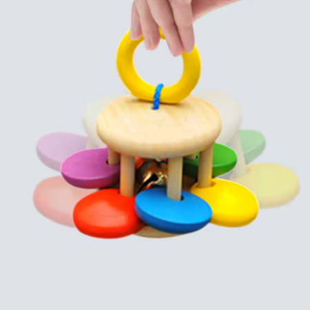 Set 3 Jucarii Zornaitoare Multicolore Bebelusi din lemn