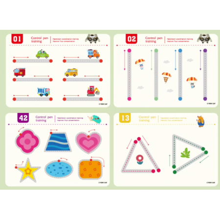 Carte educativa reutilizabila, Antrenarea mainilor pentru scris, Forme, 48 pagini