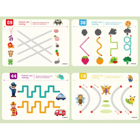 Carte educativa reutilizabila, Antrenarea mainilor pentru scris, Forme, 48 pagini