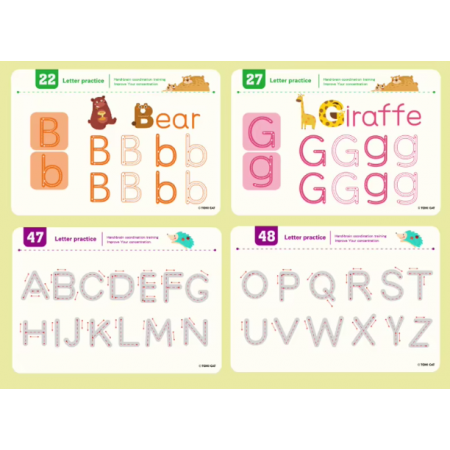 Carte educativa reutilizabila, Alfabetul si cifrele, 48 pagini