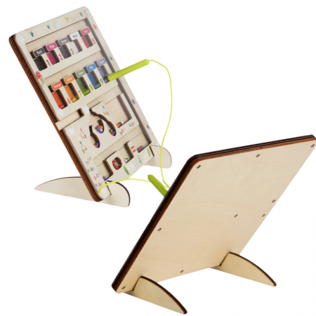 Labirint multifunctional din lemn cu suport – numere, culori, operatiuni matematice, 3 ani +