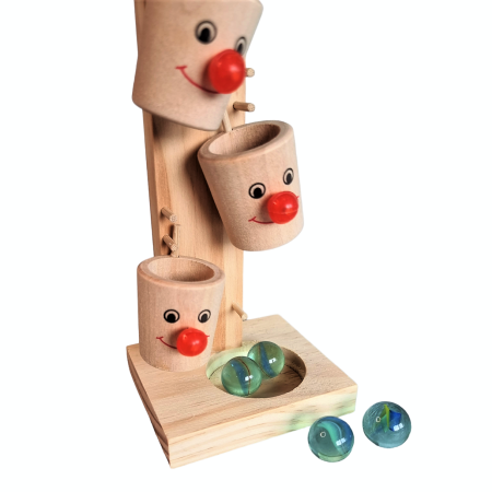 Joc de indemanare Turn din lemn galeti si bile, 3 ani +