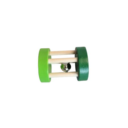 Jucarie zornaitoare verde din lemn bebelusi 6x5 cm, 6 luni +