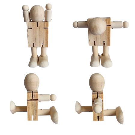 Jucarie Figurina - marioneta mobila din lemn OMULET – decor si DIY, 3 ani +