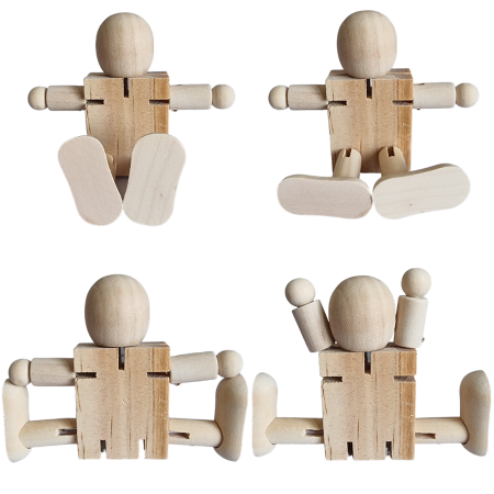 Jucarie Figurina - marioneta mobila din lemn OMULET – decor si DIY, 3 ani +