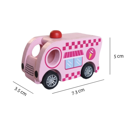 Masina inghetata roz autopropulsata jucarie lemn 7.3X3.5X5, 3 ani +