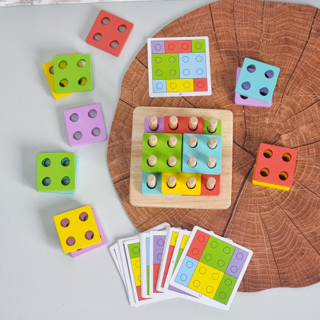 Joc de potrivire, sortare forme, 20 carduri de activitati 13x13x7cm, 3 ani +