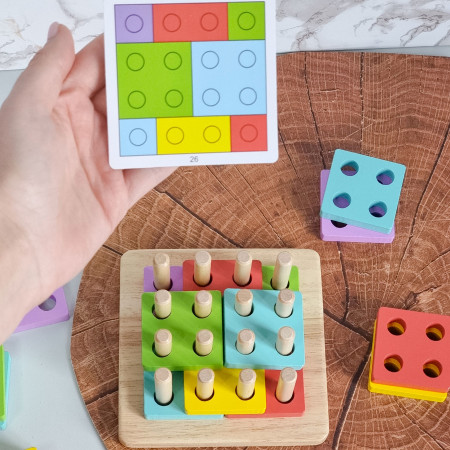 Joc de potrivire, sortare forme, 20 carduri de activitati 13x13x7cm, 3 ani +