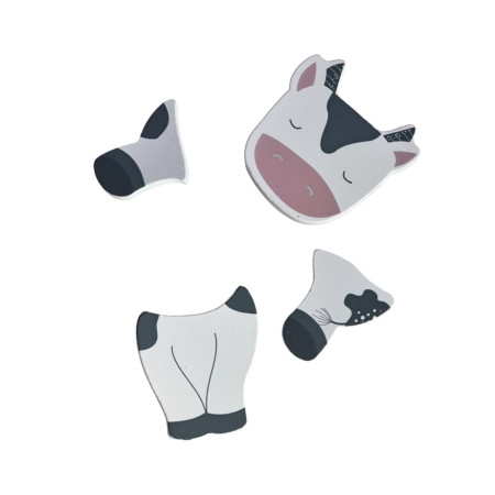 Puzzle 3D Incastru din lemn, 5 piese, Vacuta, 3 ani +