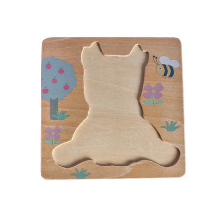 Puzzle 3D Incastru din lemn, 5 piese, Vacuta, 3 ani +