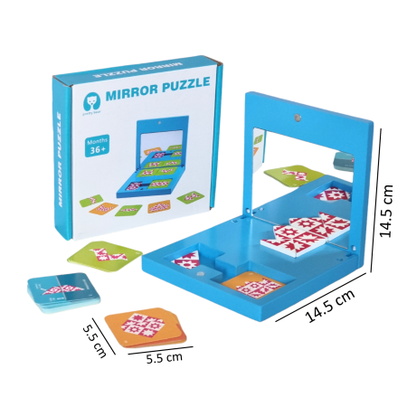 Joc de logica cu oglinda si carduri de activitati - Puzzle 3D, 3 ani +