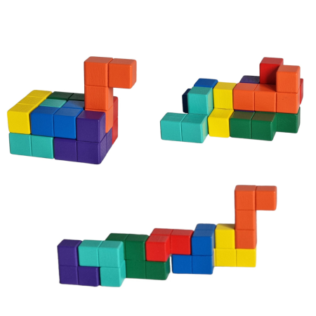Cub 3D puzzle educational, 6X6X6cm, 3 ani +