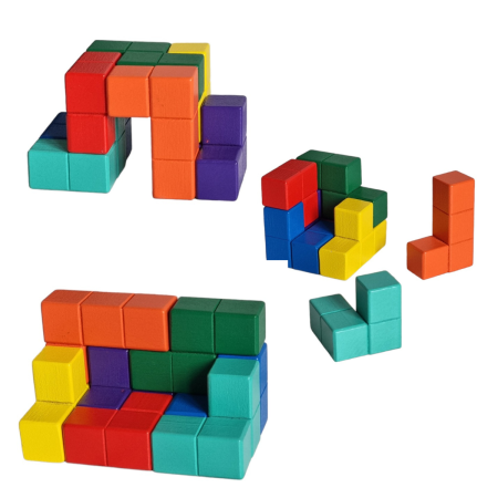 Cub 3D puzzle educational, 6X6X6cm, 3 ani +